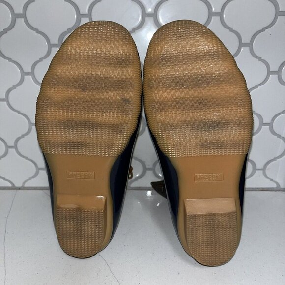 SPERRY Women's Saltwater Duck Boot Leather Size 9 US Brown Blue Gum Rubber Zip - Picture 8 of 8